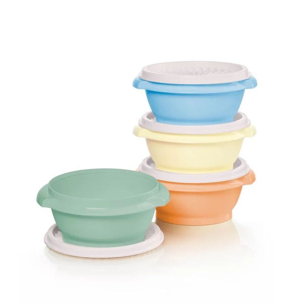 NEW Tupperware Servalier 1.25 C bowl set of 4 dreamy Pastels FrEeShip